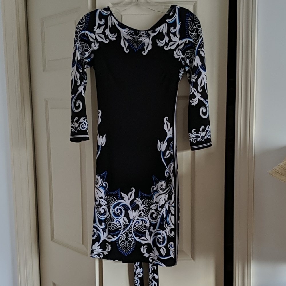 White House Black Market XXS floral black dress